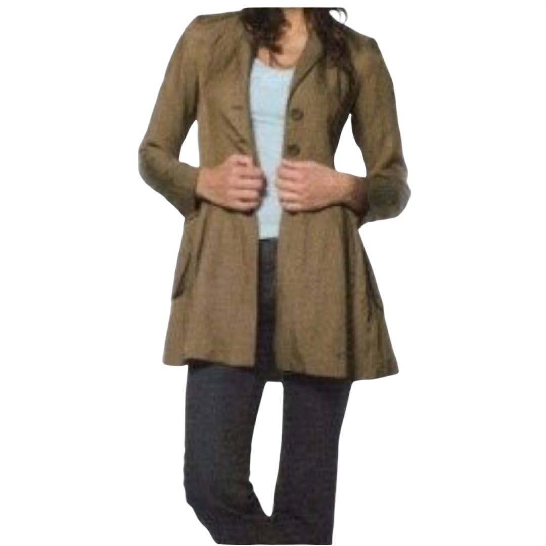 Cabi 840 Treasure Hunter Trench Coat Peplum Khaki Xsmall